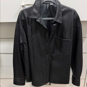 Women’s Black Faux Leather Shacket